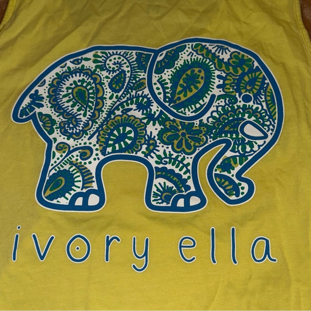 Ivory Ella Womens Yellow Paisley Elephant Graphic Pocket Tank Top Medium